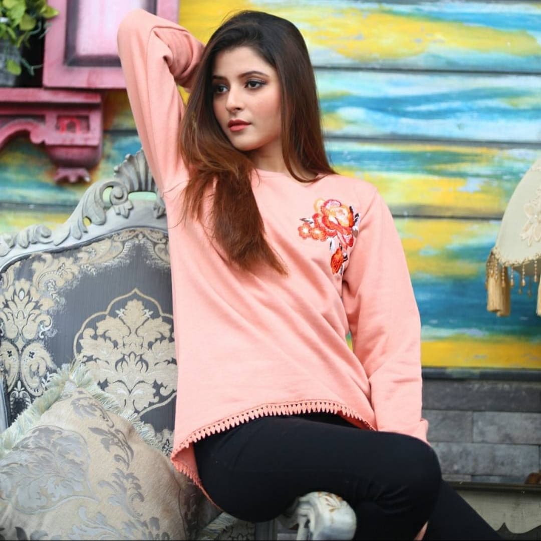 PEACH ROSE EMB SWEATSHIRT spd 625